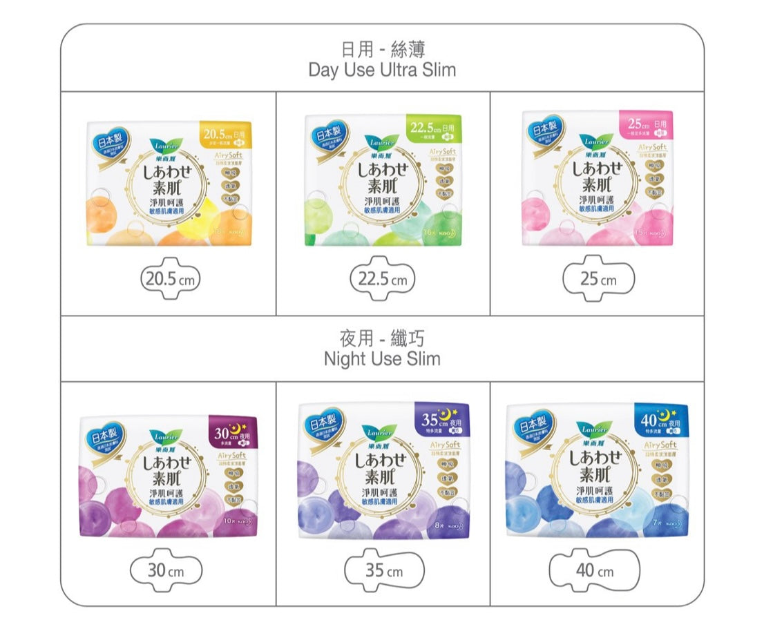 KAO Laurier Sanitary Towels Heavy Night use slim with wings 35cm, 8PCS