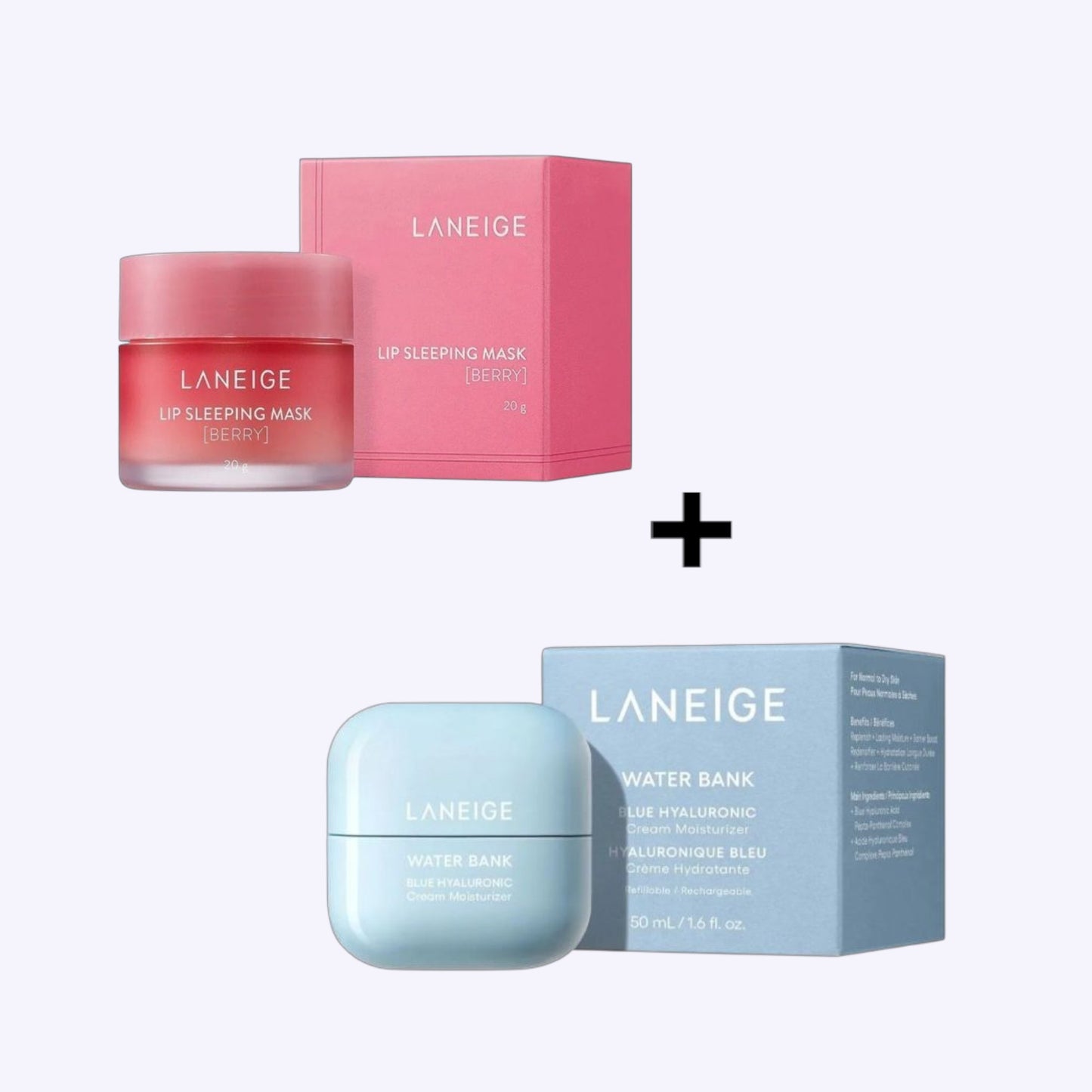 LANEIGE Water Bank Blue Hyaluronic Cream Moisturiser 20ml +LANEIGE Lip Sleeping Mask EX [Berry]